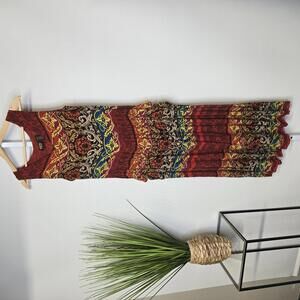 Vintage BICA Women's Sleeveless‎ Maxi Dress with Multicolor Pattern